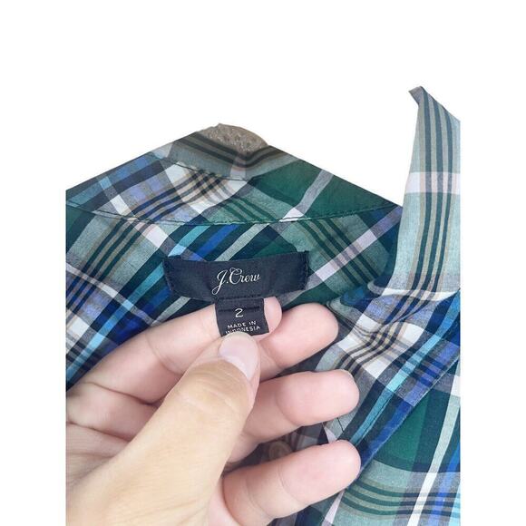 J Crew Green Blue Womens Button Up Plaid Shirt Womens XS - Picture 2 of 6